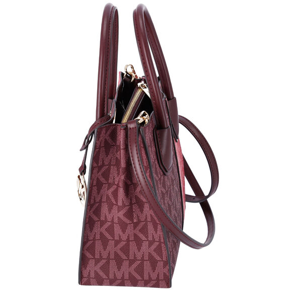 Michael Kors Mercer Medium Messenger Bag MK Signature Oxblood Multi Pink - Picture 2 of 5